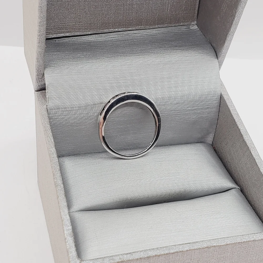 Pink & White Topaz Simulants 925 Sterling Silver Stackable Band Ring
